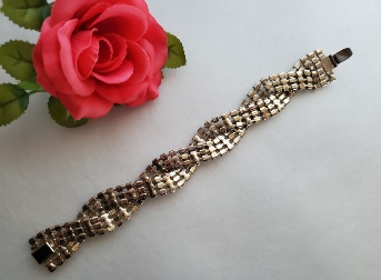 braided prong set rhinestone silver-tone bracelet back