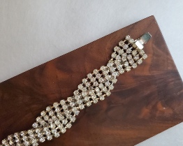 braided prong set rhinestone silver-tone bracelet clasp
