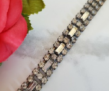 clear rhinestone silver-tone bracelet details
