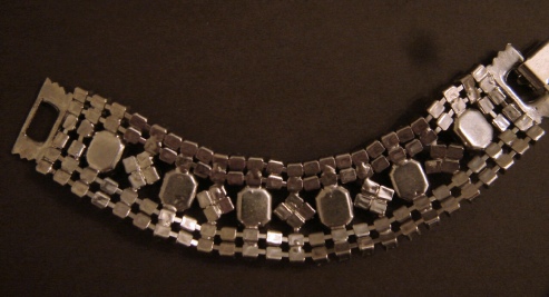 Coro earrings purple stones and rhinestones, possibly Juliana bracelet, back