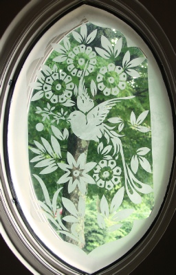 Victorian Etched Glass by Garine Arakelian, Bird Pattern