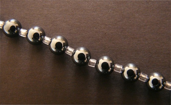 Hematite bracelet with toggle clasp, detail