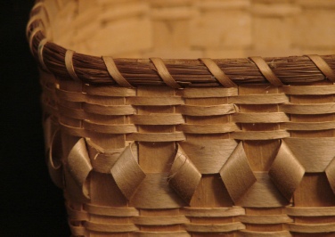 Jane Zumbrunnen Indian American ash splint loop square basket, detail