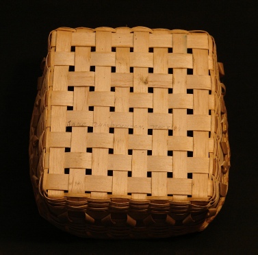 Jane Zumbrunnen Indian American ash splint loop square basket, bottom