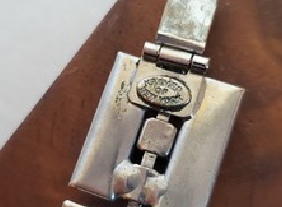 Kramer of NY black and white thermoset with clear rhinestones bracelet signature