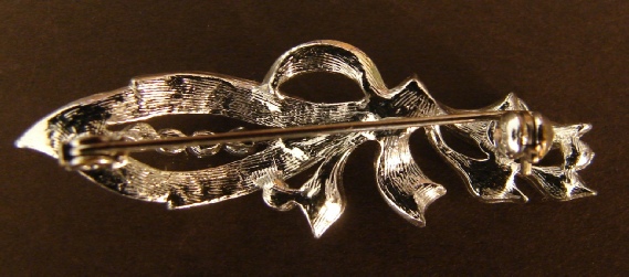 rhinestone leaf brooch pin, back