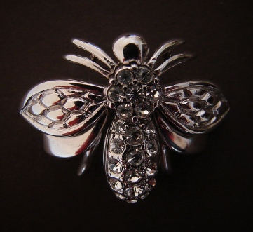 silver tone bee with rhinestones pin