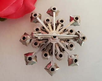 starburst silver-tone rhinestones brooch pin back