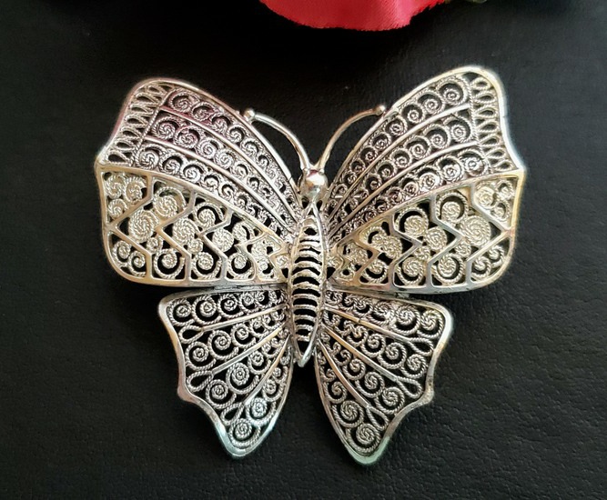 Willi Nonnenmann sterling silver butterfly brooch from Germany