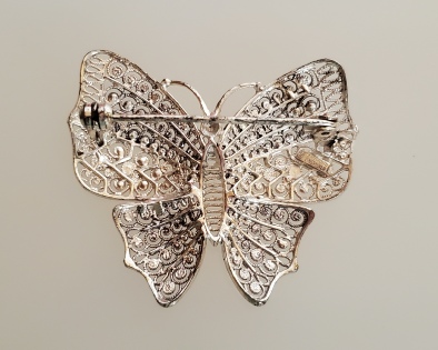 Willi Nonnenmann sterling silver butterfly brooch from Germany, back