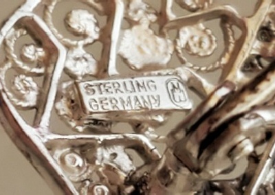 Willi Nonnenmann sterling silver butterfly brooch from Germany mark