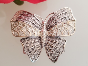 Willi Nonnenmann sterling silver butterfly brooch from Germany, detail