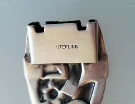vintage sterling silver open link bracelet with floral motif, sterling stamp