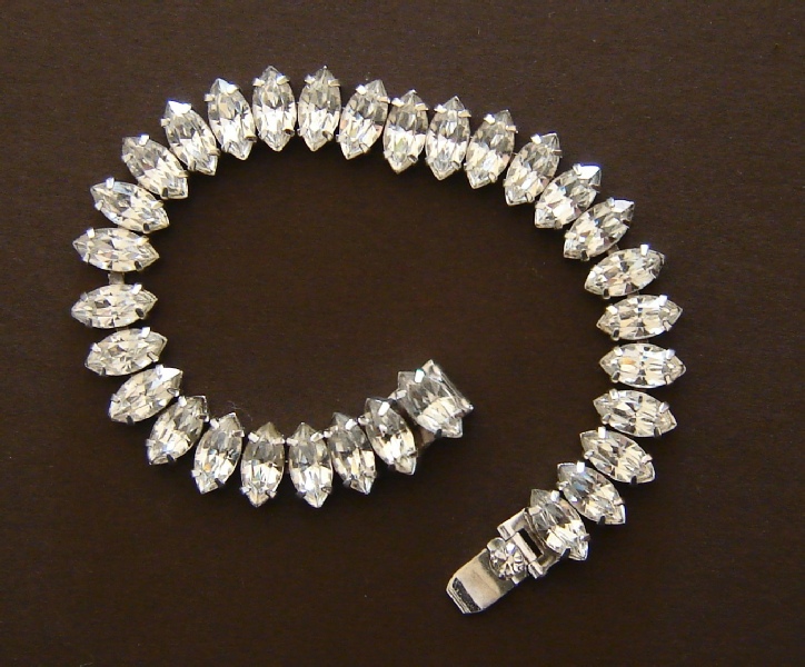 Weiss silver tone bracelet with marquise chrystal rhinestones